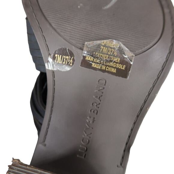 Lucky Brand Shoes Womens 7 Sandal Bootie Block Heel Open Toe Leather Zip Black - Picture 12 of 12